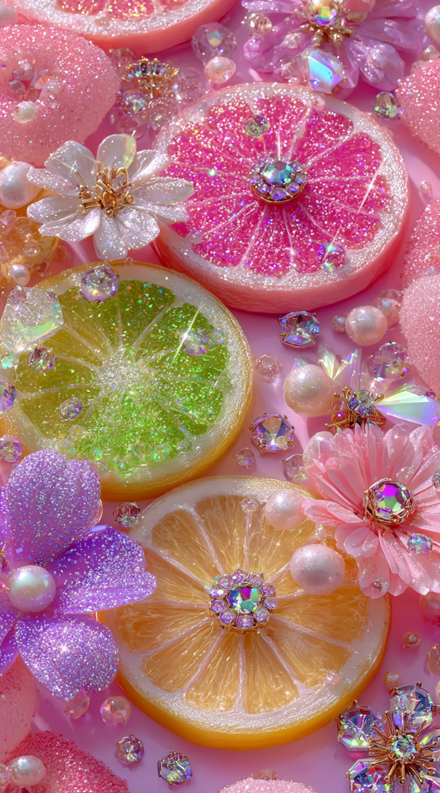 Luxury Pastel Fruits Digital Wallpaper by SPA Creatives
